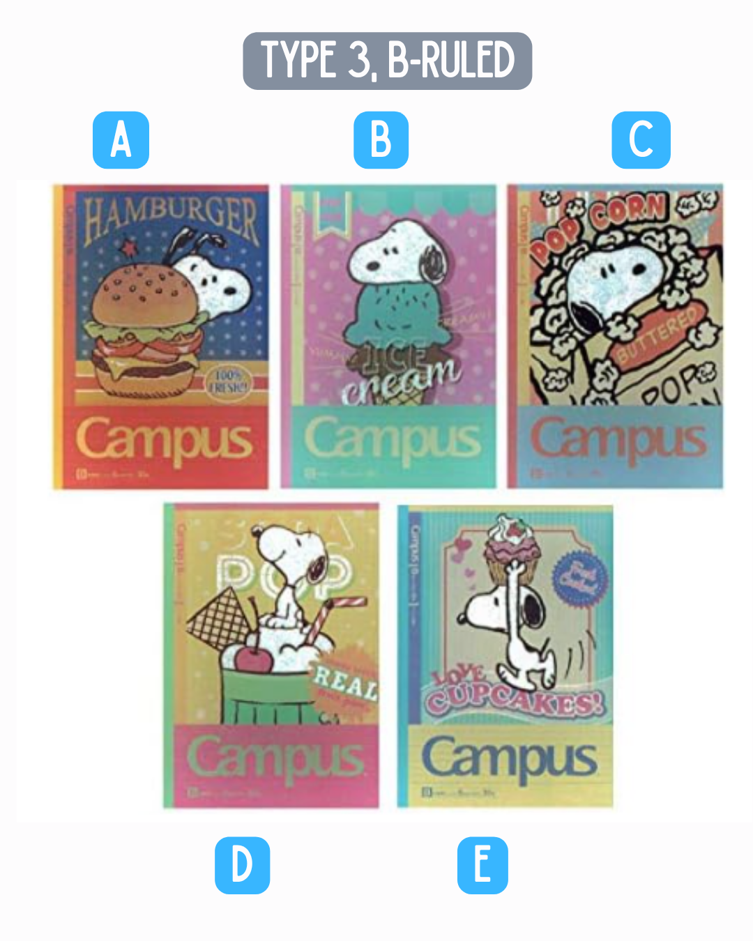[CAMPUS Notebook] Snoopy Campus Notebook B-Lined notebook Type 3