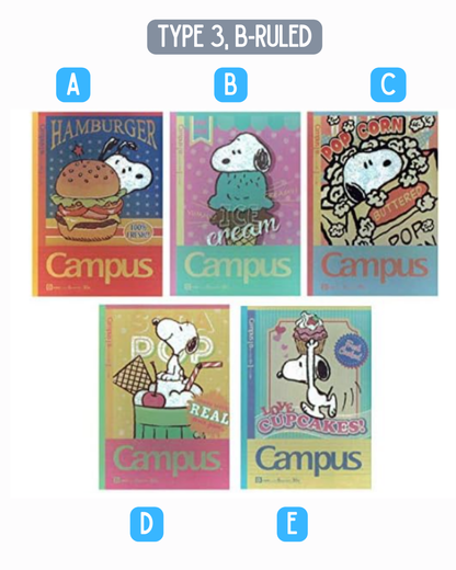 [CAMPUS Notebook] Snoopy Campus Notebook B-Lined notebook Type 3