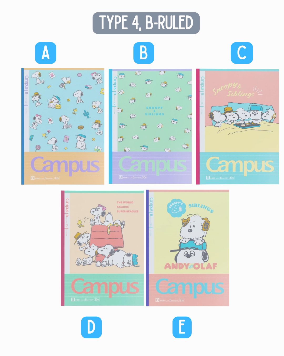 [CAMPUS Notebook] Snoopy Campus Notebook B-Lined notebook Type 4