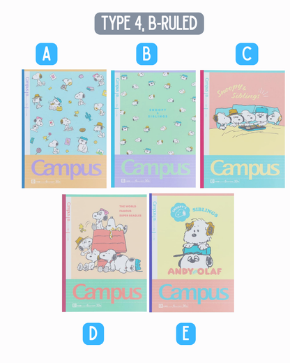 [CAMPUS Notebook] Snoopy Campus Notebook B-Lined notebook Type 4