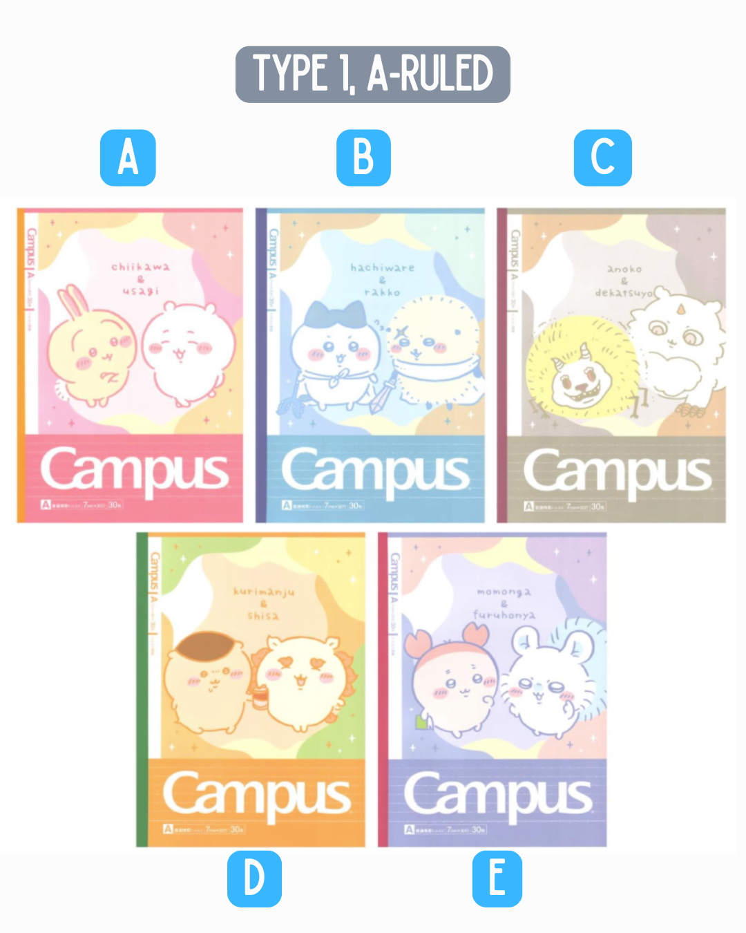 [CAMPUS Notebook] Chiikawa Notebook A-Lined notebook Type 1
