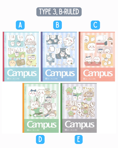 [CAMPUS Notebook] Chiikawa Notebook B-Lined notebook Type 3