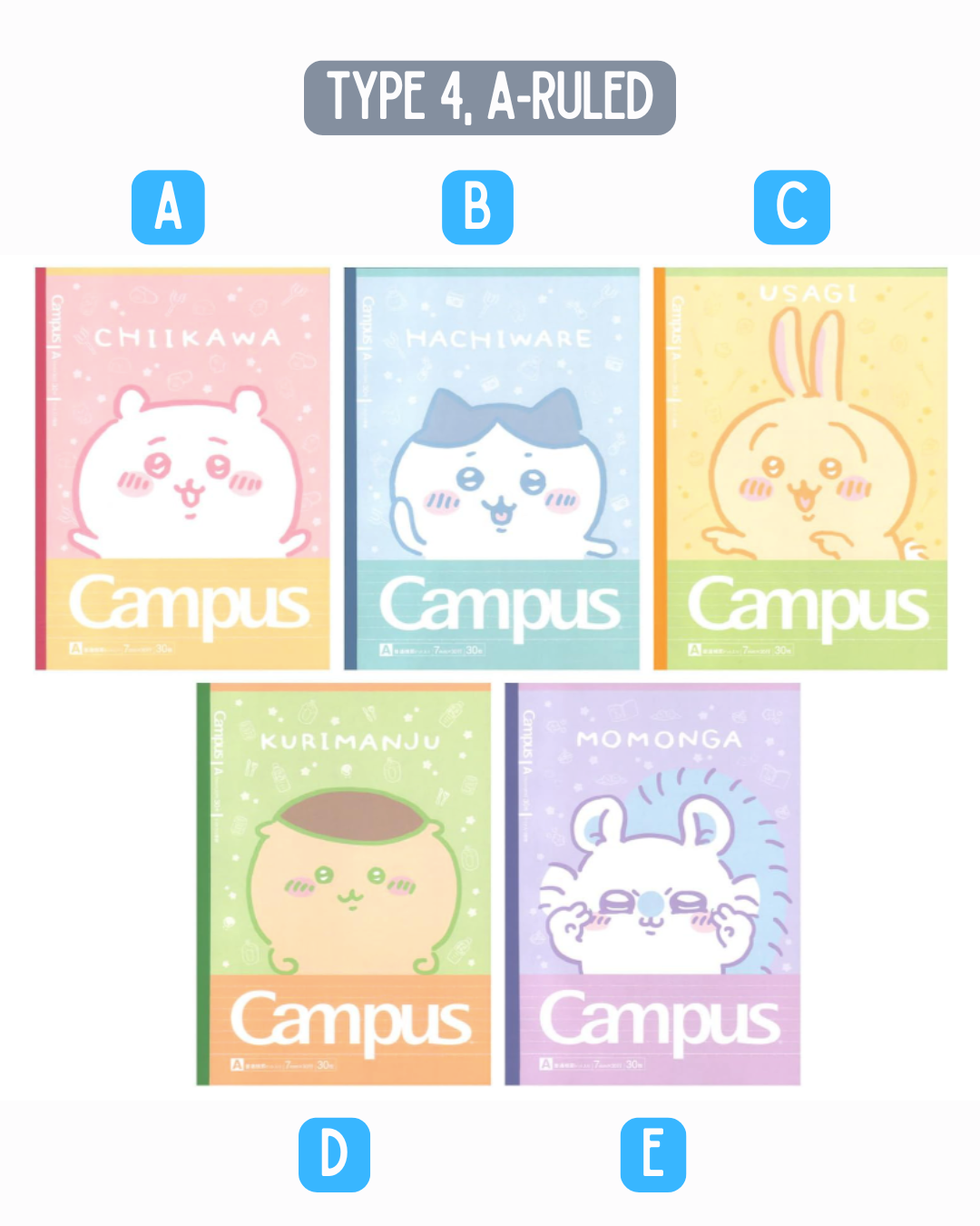 [CAMPUS Notebook] Chiikawa Notebook A-Lined notebook Type 4