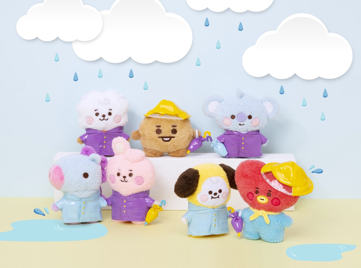 [MERCH] BT21 Japan Tatton Raincoat Rain coat & Umbrella Set Costume Outfit Clothes