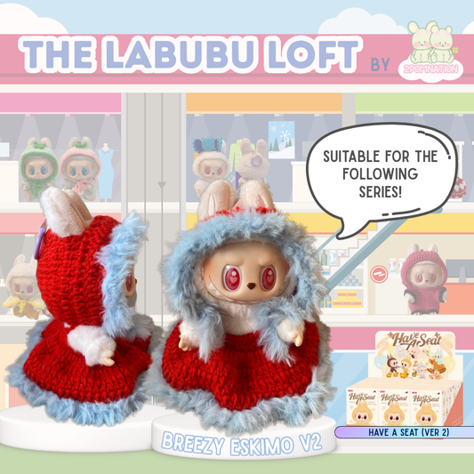[2POM MADE] Labubu The Monsters Plush Keychain Knitwear - Breezy Eskimo v2