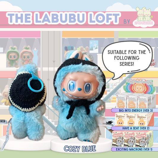 [2POM MADE] Labubu The Monsters Plush Keychain Knitwear - Cozy blue