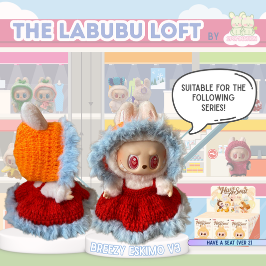 [2POM MADE] Labubu The Monsters Plush Keychain Knitwear - Breezy Eskimo v3