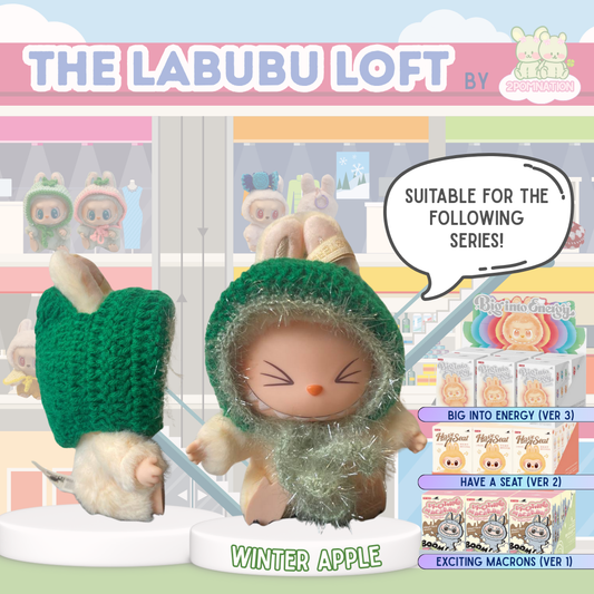 [2POM MADE] Labubu The Monsters Plush Keychain Knitwear - Winter Apple