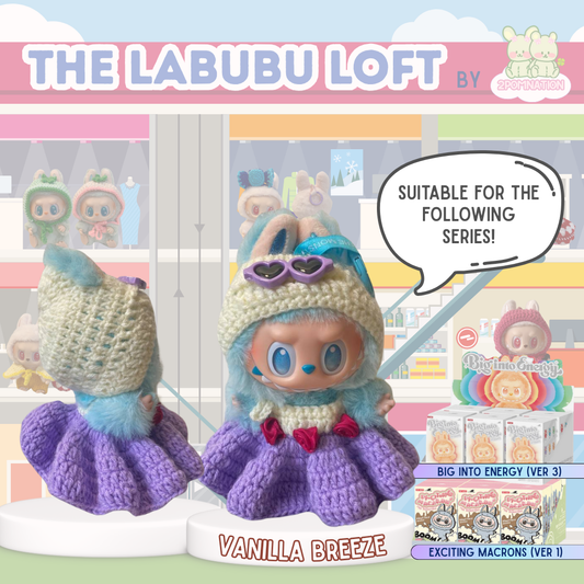 [2POM MADE] Labubu The Monsters Plush Keychain Knitwear - Vanilla Breeze