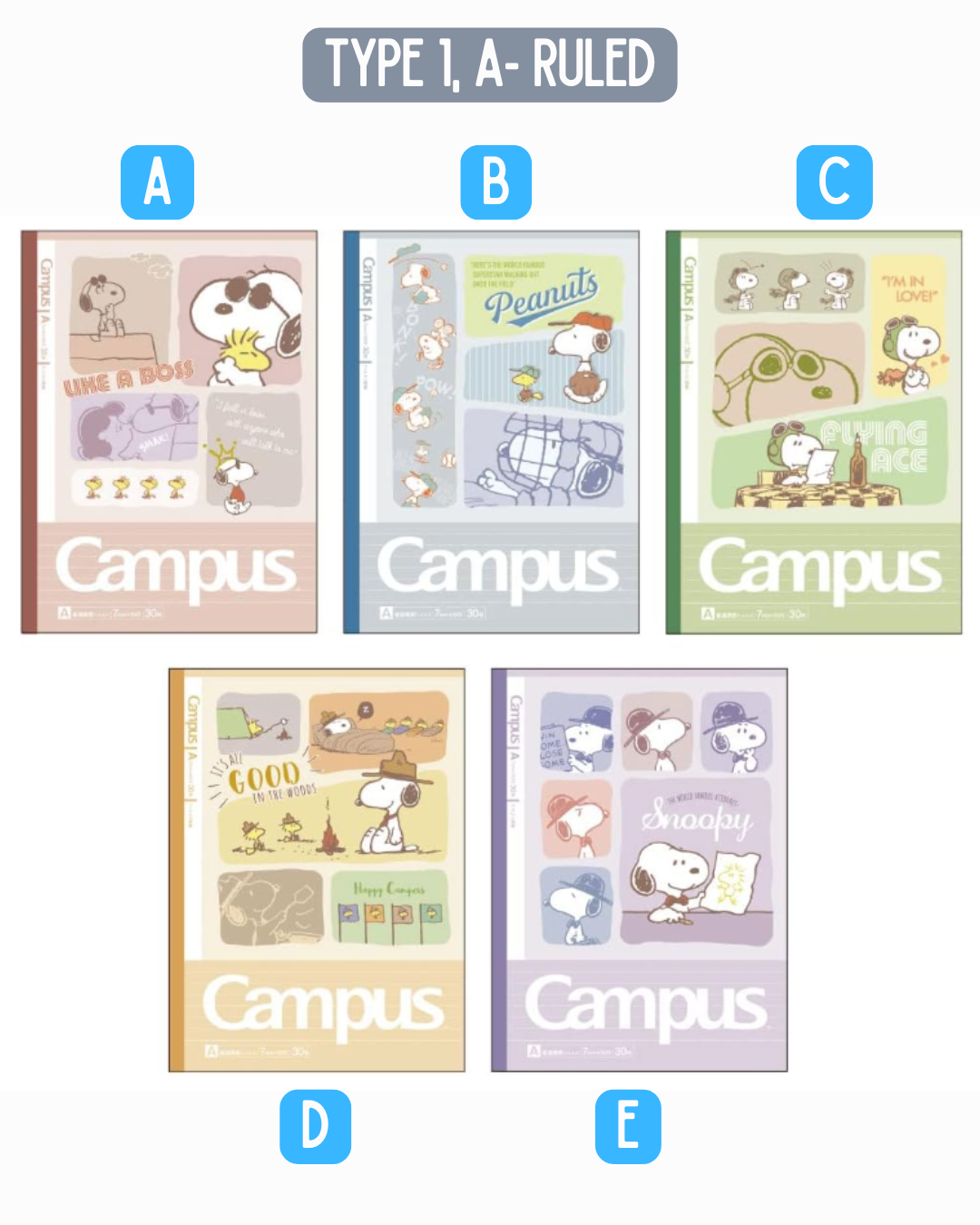 [CAMPUS Notebook] Snoopy Campus Notebook A-Lined notebook Type 1