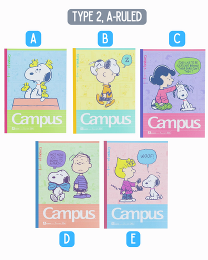 [CAMPUS Notebook] Snoopy Campus Notebook A-Lined notebook Type 2