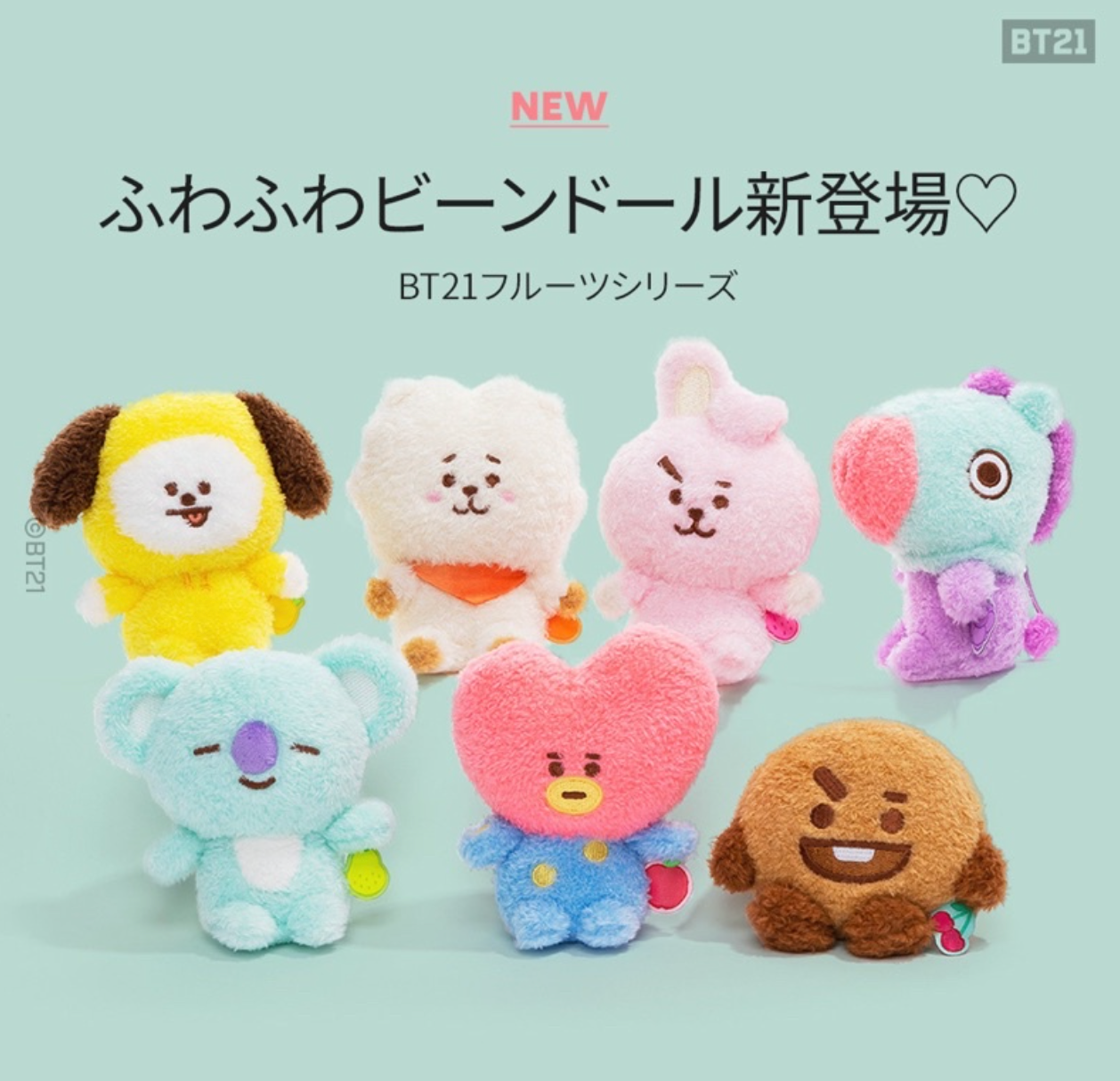 [MERCH] BT21 Line Friends Japan Fruit Sitting Bean Plush Series