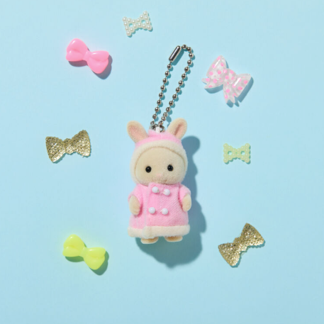 [Sylvanian Families] Milk Rabbit Keychain (duffle coat)
