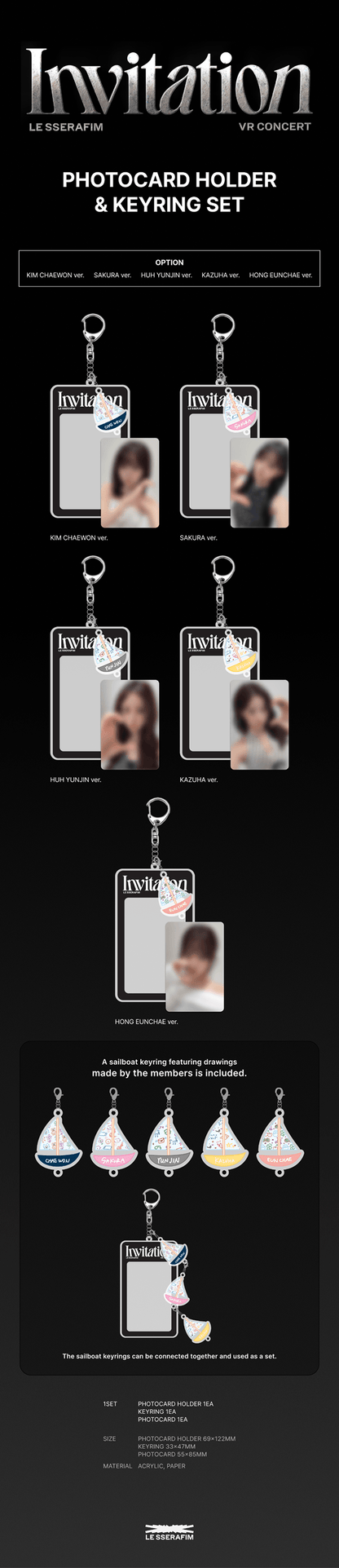[MERCH] LE SSERAFIM - VR CONCERT: Invitation Photocard Holder & Keyring Set