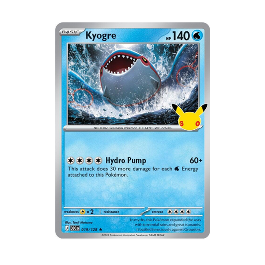 [POKEMON] Kyogre #19 Pokemon 30th Celebration Pokemon Card