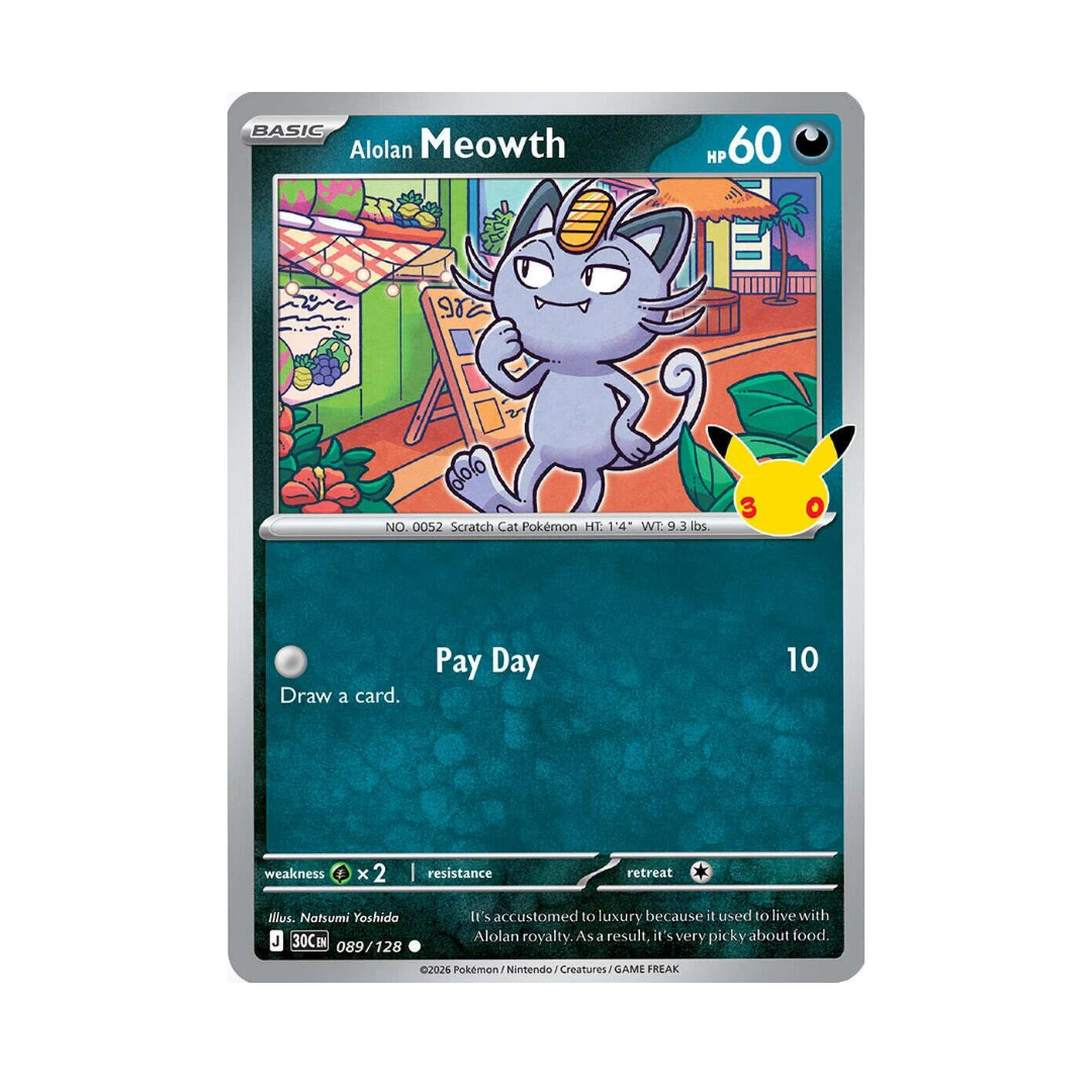 [POKEMON] Alolan Meowth #89 Pokemon 30th Celebration Pokemon Card