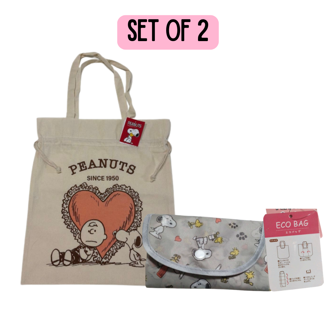 [PEANUTS] Canvas 2-Way Tote Bag - Snoopy + Eco Bag